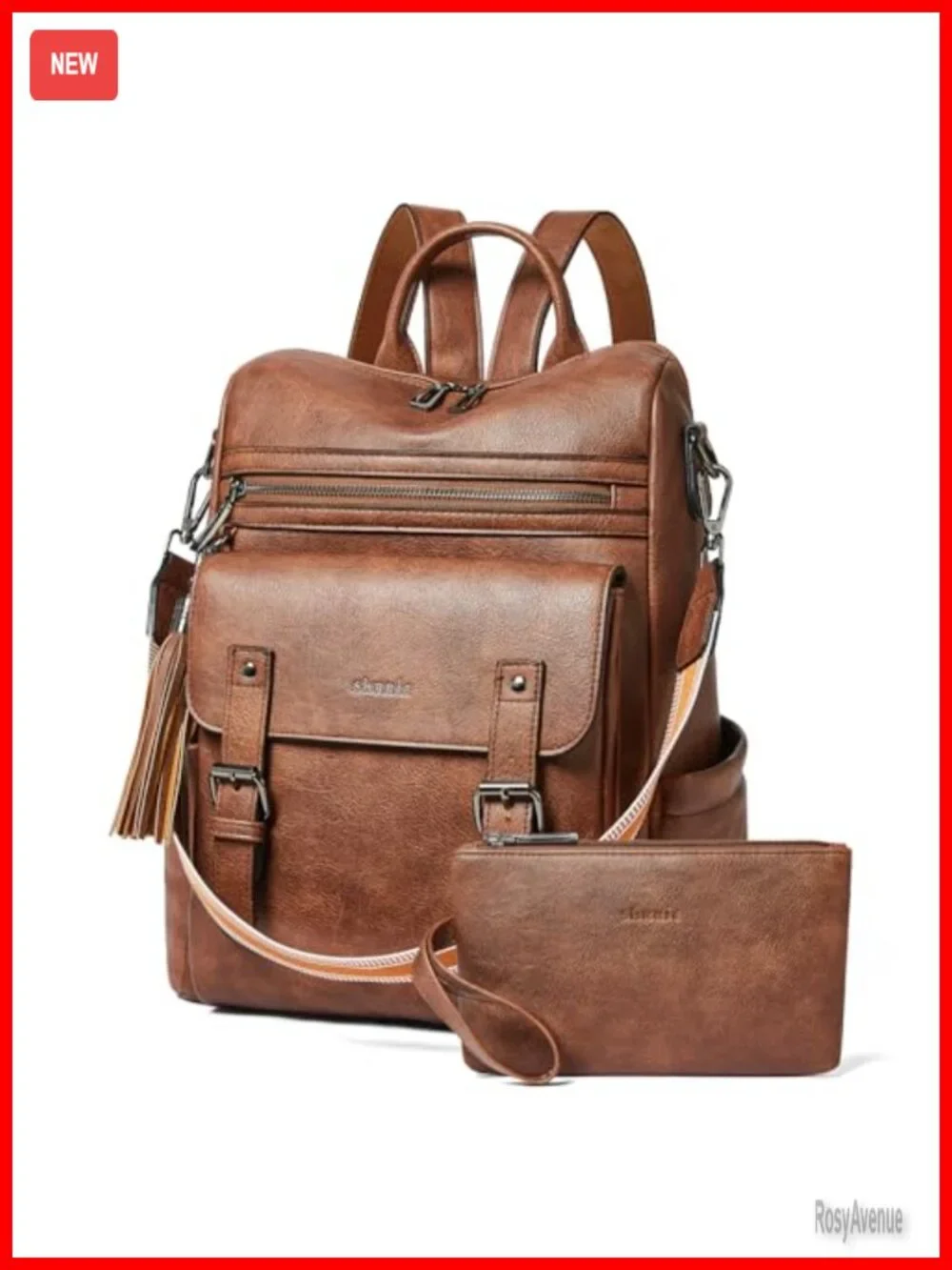 Vegan Leather Convertible Backpack Purse Women Water Resistant Laptop Shoulder
